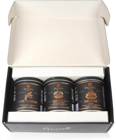 Granell Cafes - Exotic Collection | Coffee Premium - Gourmet Coffee | Kopi Luwak Jamaica Blue Mountain Hawaii Kona - 3 Units - Gourmet Coffee Beans Coffee Bean Box - Coffee Gift Box - Buy Online on GoSupps.com