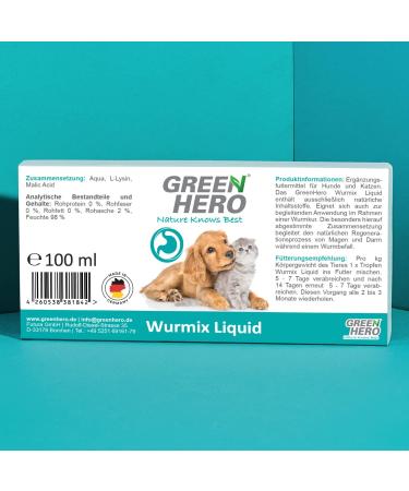 Green Hero Wurmix Liquid 100ml | Natural Worm Cure for Dogs & Cats | Anti-Worms & Prevention - Buy Online on GoSupps.com