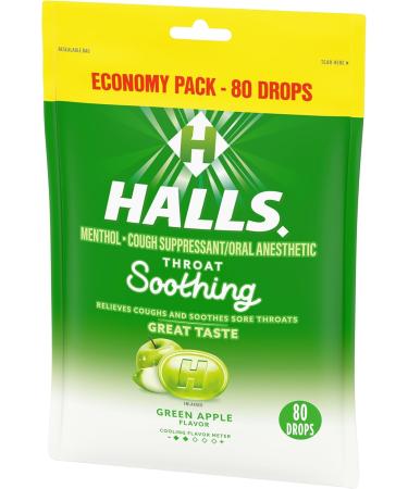 HALLS Throat Soothing Green Apple Cough Drops Economy Pack 80 Drops (Pack of 2) - Buy Online on GoSupps.com