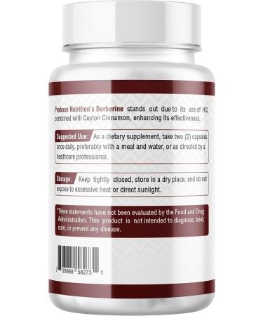 Probase Nutrition Berberine with Cinnamon Extract - Gluten Free and Vegan - 120 Capsules - 1200mg per Serving - Buy Online on GoSupps.com