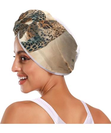 Leopard Desert Hair Towel 2 Pack | Super Absorbent Quick Dry Hair Turbans for Women & Girls - Buy Online on GoSupps.com