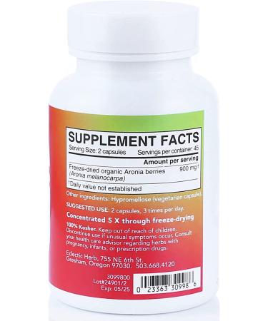 Eclectic Institute Raw Fresh Freeze-Dried Aronia - 450mg Non-GMO Veg Caps (90 Count) - Buy Online on GoSupps.com