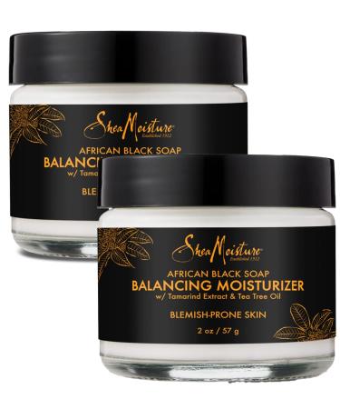 SheaMoisture Skin Care Face Moisturizer Authentic African Black Soap Balancing Moisturizer for Acne & Blemish Prone Skin Tamarind Extract Tea Tree Oil & Shea Butter 2 Pack - 2 Oz Ea 2 Ounce (Pack of 2)