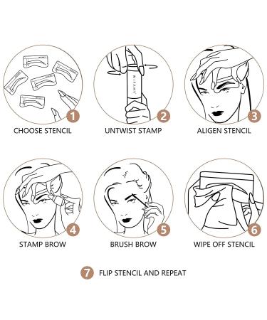 Dark Grey Eyebrow Stamp Stencil Kit - One Step Brow Stamp Makeup Powder with Mirror | Reusable Stencils for Thicker, Fuller Brows - Waterproof and Long Lasting - Buy Online on GoSupps.com