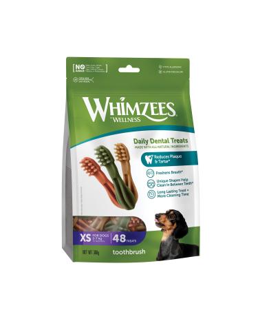 WHIMZEES By Wellness Toothbrush Natural Grain-Free Dental Care Snacks Chew Sticks for Very Small Dogs 48 Count Size XS