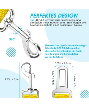 Slowton 2-in-1 Dog Car Seat Belt - Durable Tangle-Free Adjustable & Reflective for Medium Dogs - Yellow - Buy Online on GoSupps.com