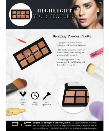 BYS Bronzing Powder Palette - 8 Color Shades for Bronze Contour & Highlight | Matte & Shimmer Finish - International Shipping Available - Buy Online on GoSupps.com