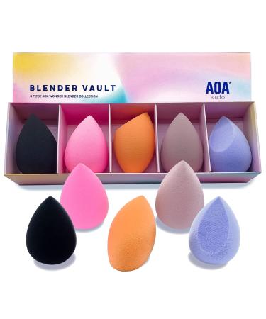 AOA Studio Beauty Makeup Sponge Blender Multiple Combo Set for Gift Makeup Blender Latex Free and High Definition set of 5 For Powder Cream and Liquid