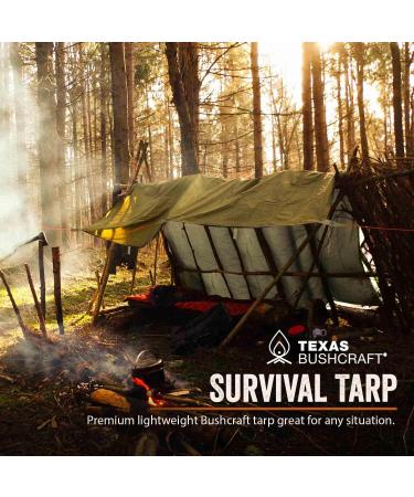 Texas Bushcraft Emergency Camping Tarp 10x10 - Waterproof Shelter for Backpacking and Hiking | 70D Ripstop Nylon Survival Tarp with Reflective Aluminized Polymer - Buy Online on GoSupps.com