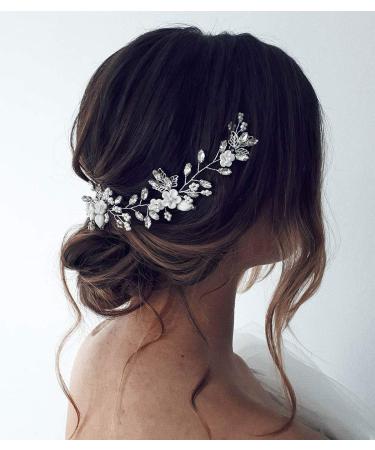 Unicra Bridal Wedding Hair Accessories Vine Silver Flower Headband Hair Jewelry Crystal Bridal Headpiece for Women and Girls - Buy Online on GoSupps.com