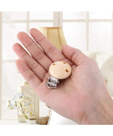 10 Round Natural Wood Pacifier Clips Beech Wood Teething & Toy Holders | DIY Baby Accessories - Buy Online on GoSupps.com