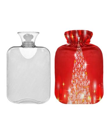 KCL Deci hot water bottle with cover Christmas tree glitter 2l hot water bottle hot water bag for foot warmer pain relief heat and cold therapy cramps