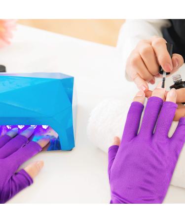 Quesuc 3 Pairs UV Shield Glove Gel Manicures Glove Anti UV Fingerless Gloves Protect Hands from UV Light Lamp Manicure Dryer (Black Purple White) - Buy Online on GoSupps.com