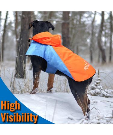 Waterproof Reflective Dog Raincoat for Safety | Orange-Blue Large | Multi Purpose Rain Jacket for Small Medium Large Dogs - Buy Online on GoSupps.com