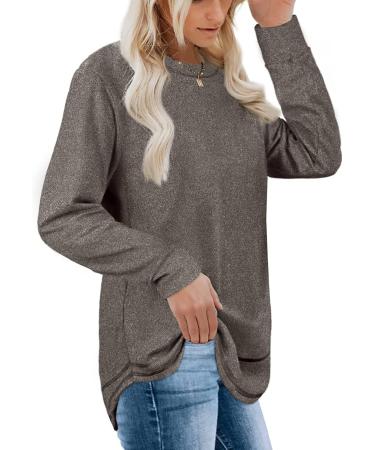 Crew Neck Shirts Long Sleeve Sweatshirts SkinFriendly Pullover Loose Fit and Casual for Home (M) Gray - Buy Online on GoSupps.com