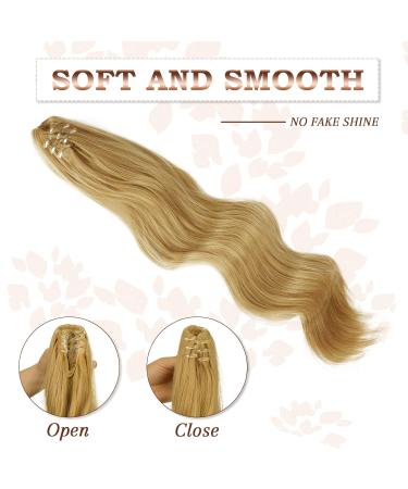 Fine Ponytail Extensions Clamp - 50 cm Wavy Light Honeyblond Hair Extensions for Women - Clip-In Braids - Buy Online on GoSupps.com