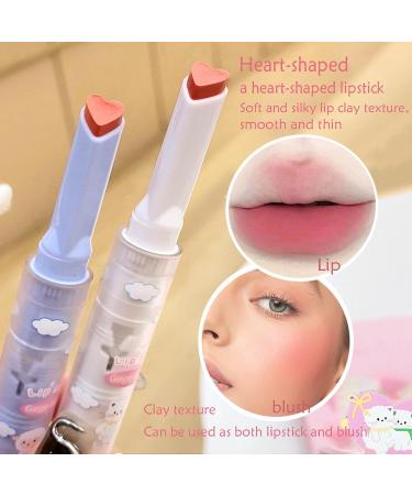 3 Colors Cute Love Lipstick Set - Heart Shape Velvet Matte Waterproof & Long Lasting Lip Clay for Girls | Non-Stick Cup Pack of 3 - Buy Online on GoSupps.com