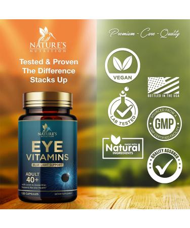 Eye Health Supplement with Lutein, Zeaxanthin, Zinc, Vitamin C & E - 120 Capsules - Supports Vision, Dryness, Eye Strain - Adult Eye Vitamins - Buy Online on GoSupps.com