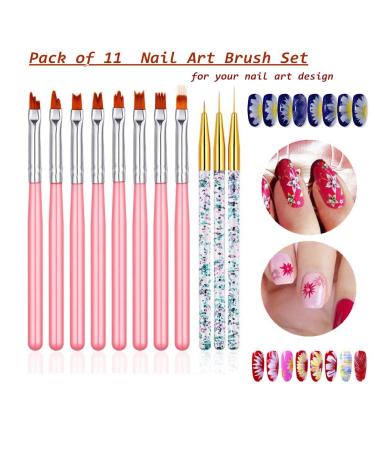 FULINJOY 11 Pcs Nail Art Brush Set for UV Gel Painting, Nail Flower Design, Gradient Effects - Nail Liner Brushes Included - Buy Online on GoSupps.com