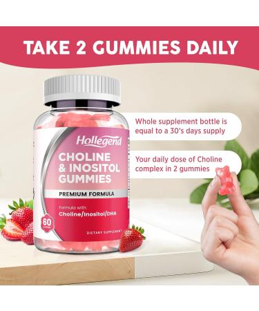 Prenatal Choline Inositol Gummies Chewable Choline Supplement with DHA Prenatal Vitamin for Women & Kids Support Nervous System Immune & Brain Health Vegan Strawberry Flavor Sugar Free 60 Ct - Buy Online on GoSupps.com