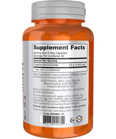 Now Foods Creatine Monohydrate 750 mg - 120 Capsules for Enhanced Sports Performance - Buy Online on GoSupps.com