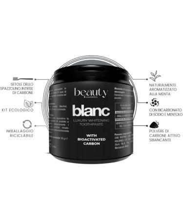 Blanc Natural Teeth Whitening Powder - Whiten Teeth with Calcium Carbonate & Activated Carbon | International Shipping Available - Buy Online on GoSupps.com