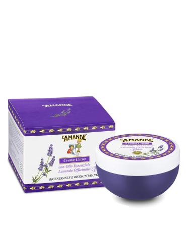 L'AMANDE - Creme Hydratante Corps avec Acide Hyaluronique et Vitamine E Antioxydante Douce molliente Cr me pour Peau S che - Soins pour le Corps Huile Essentielle Lavande Bio 200 ml - Made in Italy