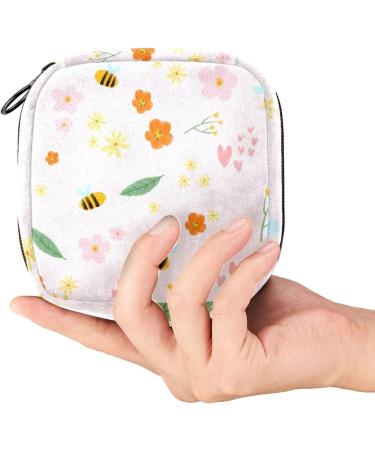 Guantierendiy Bee Flower Pattern Menstrual Cup & Sanitary Napkin Storage Bag - Travel Makeup Organizer (Color 3) - Buy Online on GoSupps.com