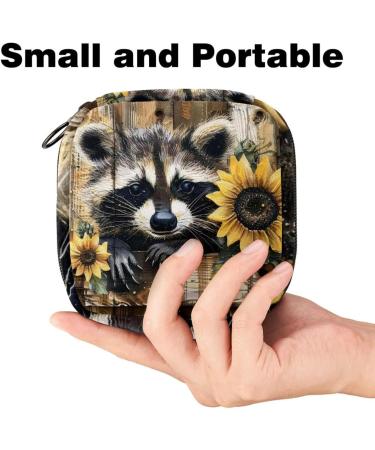 MuooouM Portable Storage Bag for Women - Cat & Sunflower Motif | Menstruation Cup & Bandages Organizer | Stylish & Functional for Teens & Girls - Buy Online on GoSupps.com