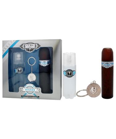 Cuba Winner by Cuba for Men - 3 Pc Gift Set 3.3oz EDT Spray 3.3oz After Shave Key Chain - Buy Online on GoSupps.com