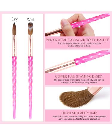 Saviland Acrylic Nail Brush Set - 10-Piece Professional Acrylic Nail Brushes for Nail Extension & Application - Pink Crystal Texture (Size 4-22) - Buy Online on GoSupps.com