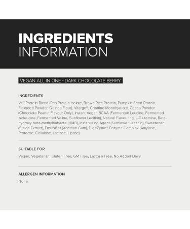 Vegan All in One Protein Powder Dark Chocolate Berry 2.5kg - Bulk Purchase - Buy Online on GoSupps.com