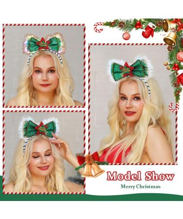 Flayem Bow Christmas Headbands for Kids Adults Green Xmas Cute Hair Hoop for Women Men Christmas Party Costume Party Favor Green Star - Buy Online on GoSupps.com