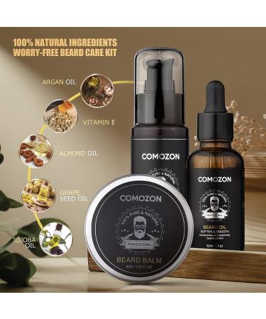 6-in-1 Beard Growth Kit with Oil, Balm, Wash, Brush, Comb & Scissors - Beard Care Gift for Men - Buy Online on GoSupps.com