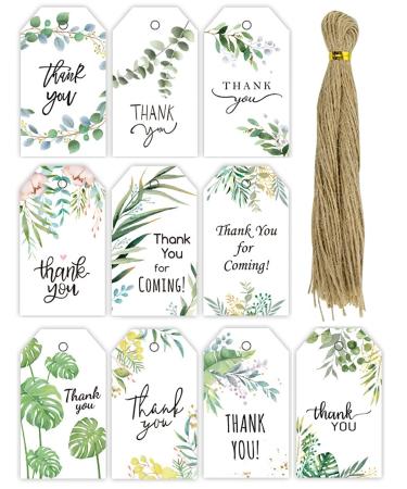 Thank You Tags 100Pcs Gift Tags for Wedding Tags Birthday Baby Shower Party Favors Paper Gift Tags with 100 Sticks Jute String