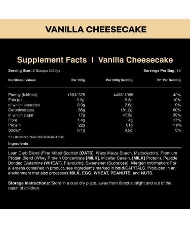  Warrior Warrior Mass Lean Muscle Weight Gainer Vanilla Cheesecake 5 kg - Buy Online on GoSupps.com