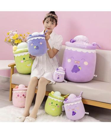 GagaLu Cute juice bubble tea blueberry lemon grape peach milk tea drink bottle pillow decoration sofa birthday 22cm 1 - Buy Online on GoSupps.com