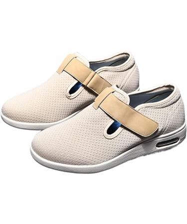 MisFun Extra Wide Diabetic Shoes for Men Women - Khaki, Size 7 | Lightweight Sneakers for Swelling & Edema of the Feet - Buy Online on GoSupps.com