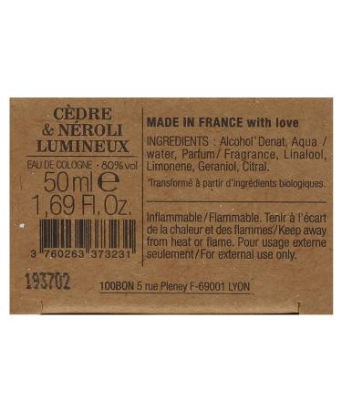 100BON Cedre & Neroli Lumineux Unisex Fragrance Neroli & Cedar Fragrance for Women & Men Soothing Organic Fragrance with Sensual Light & Woody Fragrance - 100% Natural Fragrance Spray 1.7 Fl Oz 1.7 Fl Oz (Pack of 1) - Buy Online on GoSupps.com