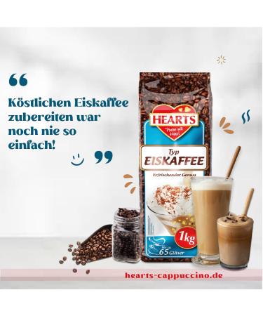 HEARTS Iced Coffee Powder 1kg Cans for Summer Quick Preparation Pack of 5 Enough for 325 Glasses Ice Coffee Summer Drink with Refreshing Pleasure - Buy Online on GoSupps.com