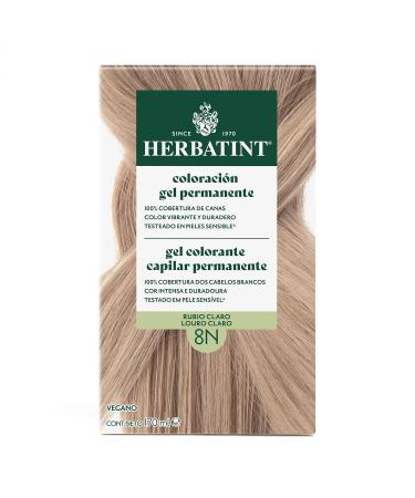Herbatint Herbatint Permanent Hair Dye 8N Light Blonde 170ml | Ammonia Free 100% Grey Coverage | Dermatologically Tested with 8 Natural Extracts