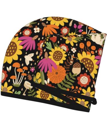 Hair Towel Wrap - Quick Drying Hair Turban with Button | Sunflowers & Mushrooms Design - Buy Online on GoSupps.com