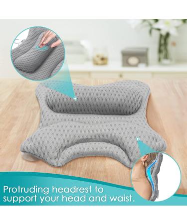 Essort 4D Soft Bath Pillow with Strong Suction Cups - Luxury Spa Head, Neck, and Shoulder Support - Grey - Buy Online on GoSupps.com
