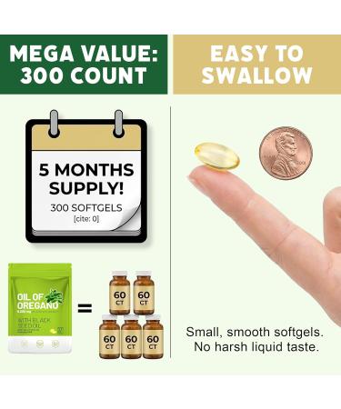 Crobirware Oil of Oregano with Black Seed Oil 6000mg 300 Softgels - 2-in-1 Immune Support Supplement - High Carvacrol & Thymoquinone Digestive & Respiratory Health - Non-GMO GMP Certified Facility - Buy Online on GoSupps.com