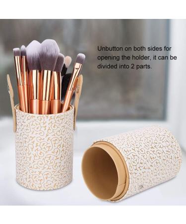 Portable PU Leather Makeup Brush Cup Holder - Travel Cosmetic Organizer - Apricot - Buy Online on GoSupps.com