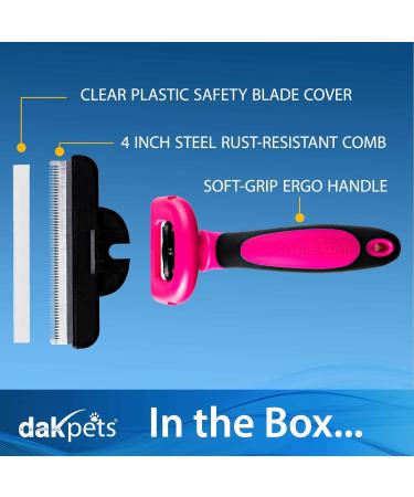 Dakpets Dog Brush | Professional Undercoat Brush for Dogs & Cats | Stainless Steel Long-Haired Pet Grooming Tool | Perfect for Pink-Loving Pet Owners - Buy Online on GoSupps.com