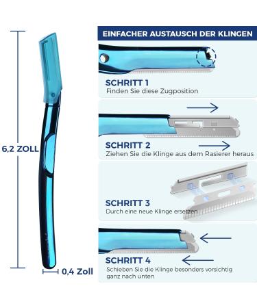 Zomchi Eyebrow Razor & Facial Hair Removal Trimmer - Safe Precise Facial Razor for Men & Women - 11 Blades Silicone Shell - Convenient Blue Design - Buy Online on GoSupps.com