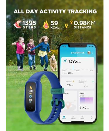 Biggerfive Vigor 2L Fitness Tracker Watch for Kids | Waterproof Activity Tracker with Pedometer Pulse Clock Calorie Counter & Sleep Monitor - Perfect for Young Girls in Blue - Buy Online on GoSupps.com