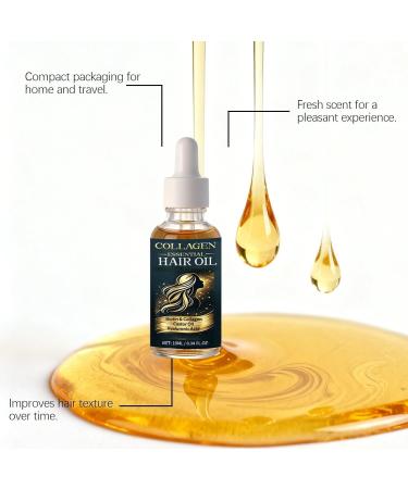  G n rique Essential Hair Oil with Collagen - Castor Oil Biotin & Hyaluronic Acid - Intense Hydration Anti-Frizz Smoothing and Softening - For All Hair Types - 10ml Travel Size - Buy Online on GoSupps.com