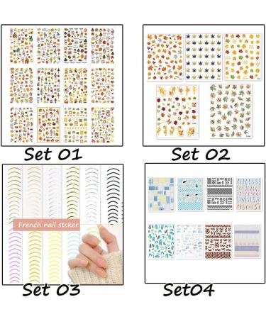 Decorations Manicure Slider Decals DIY Abstract Maple Leaf French Style Nail Art Stickers(Set 02) - Buy Online on GoSupps.com